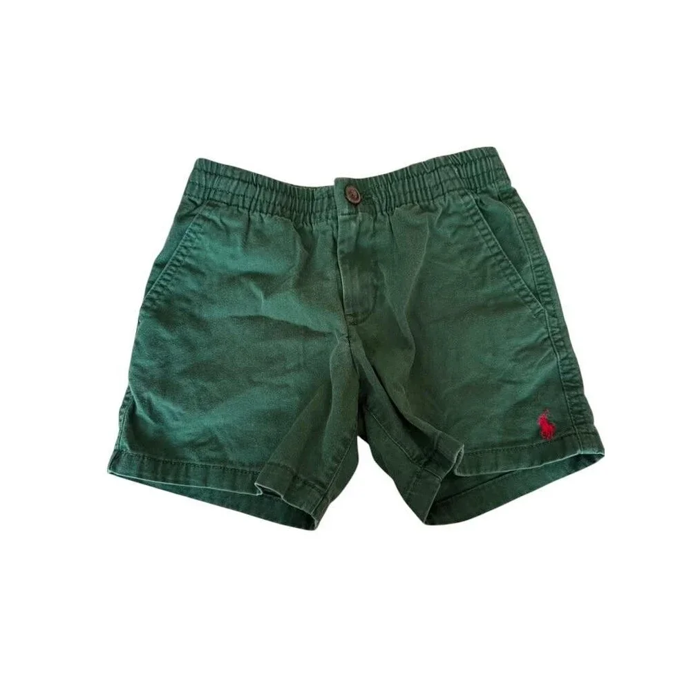 Polo Ralph Lauren Boys Green Chino Shorts Size 5 Pony Logo
